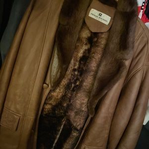 Pierre Balmain Paris Fur lined leather coat